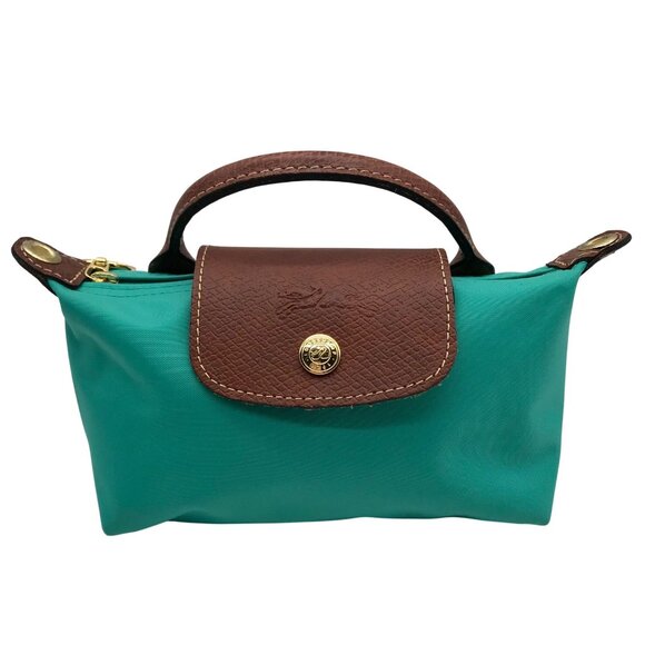 Longchamp Turquoise Nylon Le Pliage Mini Pouch - Picture 1 of 11